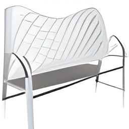 generated: a white plastic bench with a high arched back #7